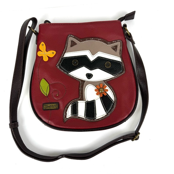 Chala Handbags - NEW Chala Raccoon Cute Crossbody Bag Vegan Leather Purse Red / Brown Boho Medium
